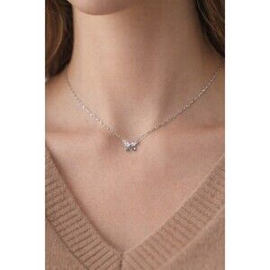 Primrose Sterling Silver Butterfly Necklace CZ Pendant w/ Box Delicate Jewelry